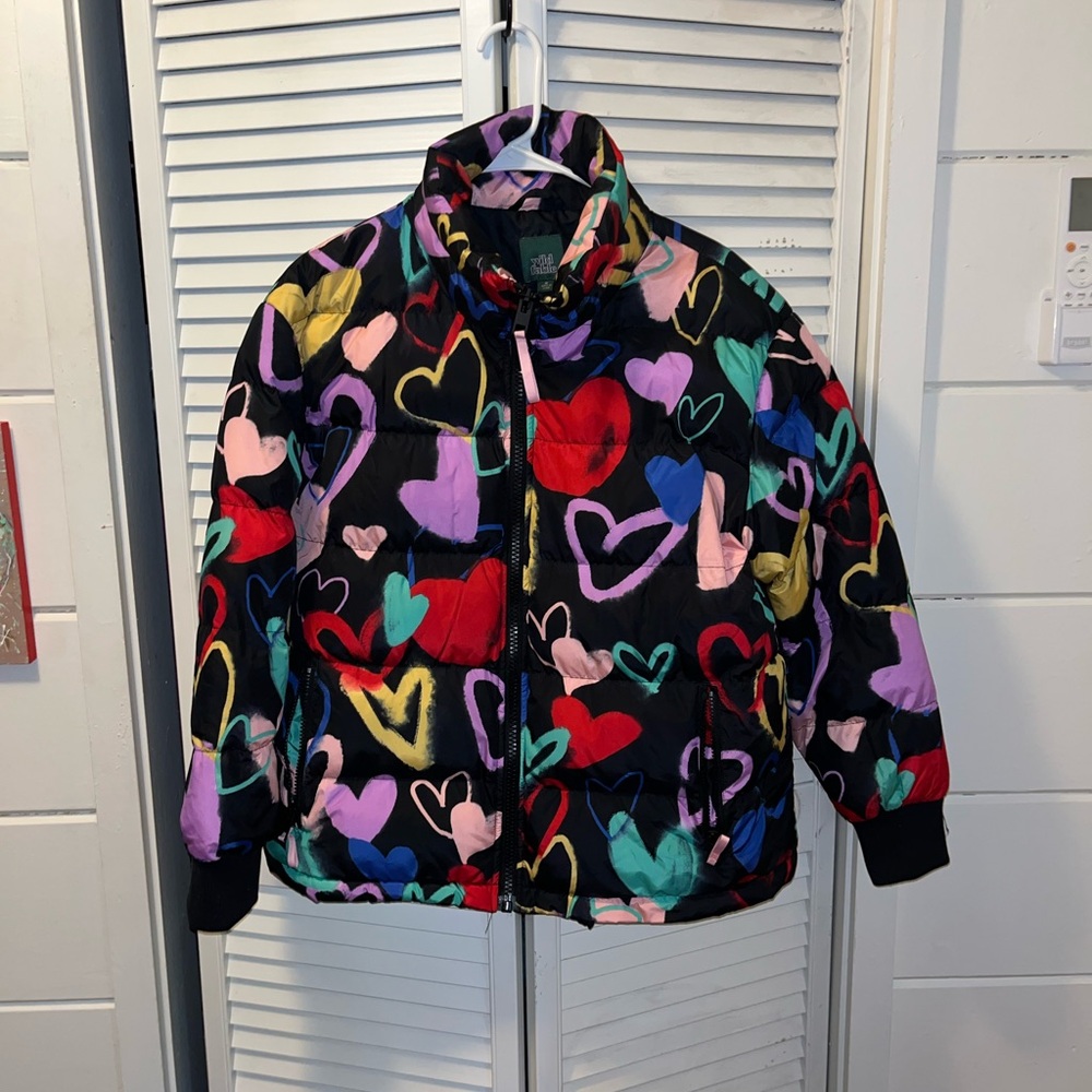 Wild Fable Colorful Heart Puffer Jacket